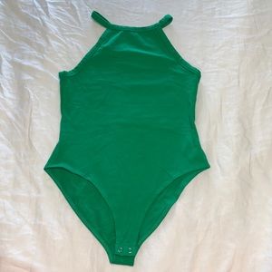 Green high neck bodysuit